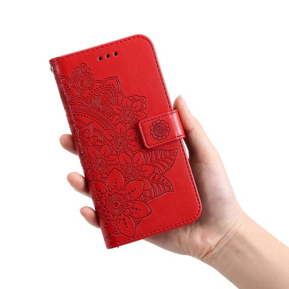 Klopové pouzdro pro Samsung Galaxy A14 4G/5G, Mandala Flower, červené