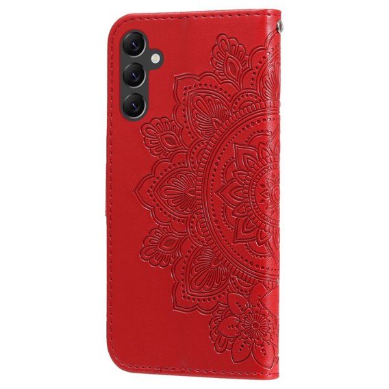 Klopové pouzdro pro Samsung Galaxy A14 4G/5G, Mandala Flower, červené