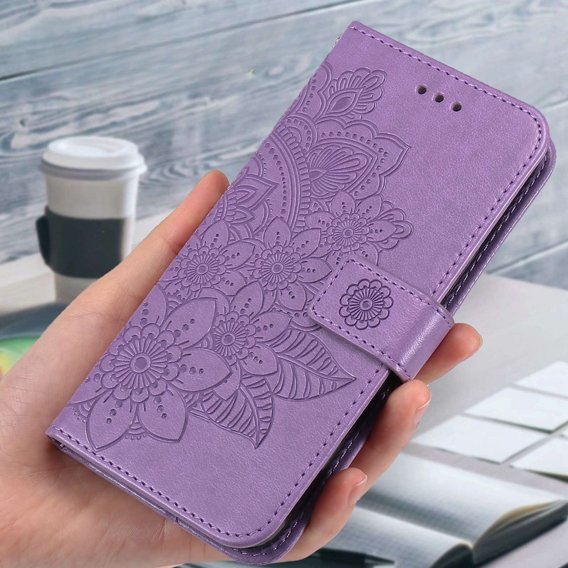 Klopové pouzdro pro Samsung Galaxy A14 4G/5G, Mandala Flower, fialové