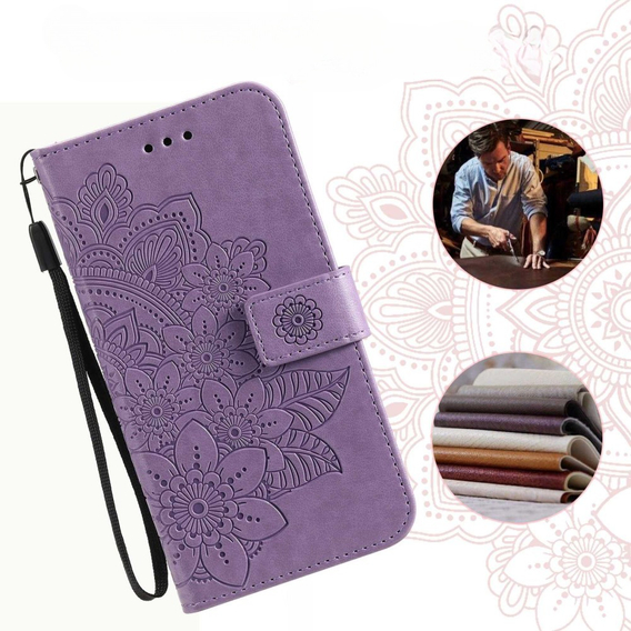 Klopové pouzdro pro Samsung Galaxy A14 4G/5G, Mandala Flower, fialové