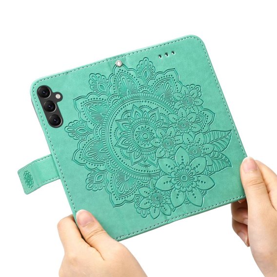 Klopové pouzdro pro Samsung Galaxy A14 4G/5G, Mandala Flower, zelené