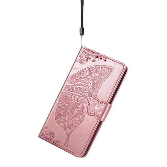 Klopové pouzdro pro Samsung Galaxy A16, Butterfly, růžové rose gold