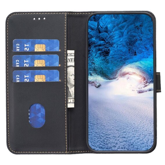 Klopové pouzdro pro Samsung Galaxy A25 5G, BINFEN Wallet, černé + 9H sklo 