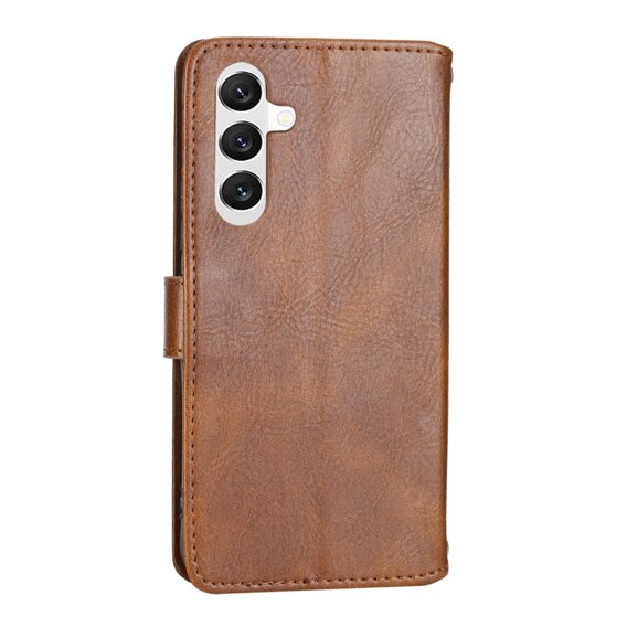 Klopové pouzdro pro Samsung Galaxy A54 5G, Wallet Zipper Pocket, s popruhem přes rameno, hnědé