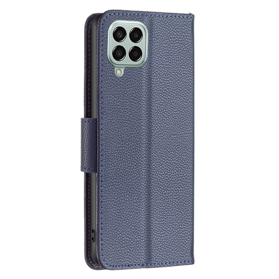 Klopové pouzdro pro Samsung Galaxy M33 5G, Wallet Litchi Magnet, námořnicky modré