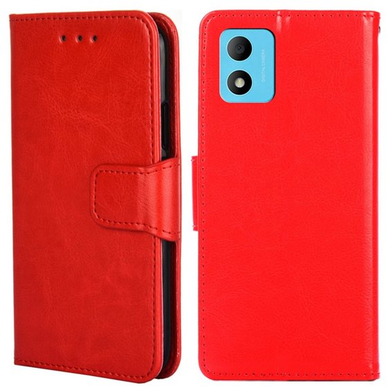 Klopové pouzdro pro TCL 305i, PU Leather Wallet Case, červené