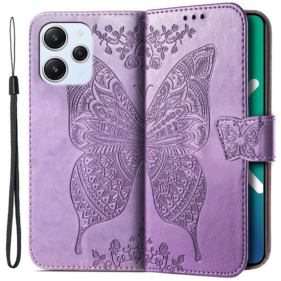 Klopové pouzdro pro Xiaomi Redmi 12, Butterfly, fialové