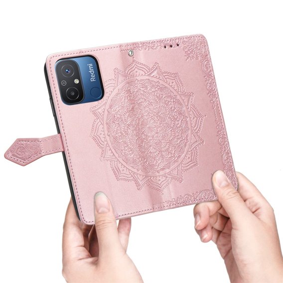 Klopové pouzdro pro Xiaomi Redmi 12C, Mandala, růžové rose gold