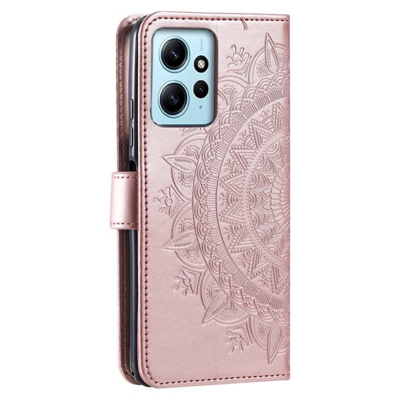 Klopové pouzdro pro Xiaomi Redmi Note 12 4G, Mandala, růžové rose gold