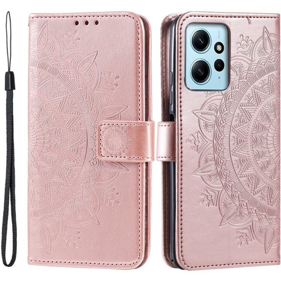 Klopové pouzdro pro Xiaomi Redmi Note 12 4G, Mandala, růžové rose gold