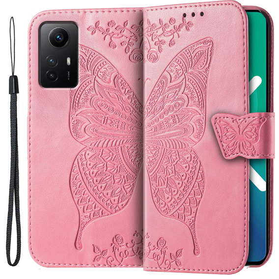 Klopové pouzdro pro Xiaomi Redmi Note 12S, Butterfly, růžové