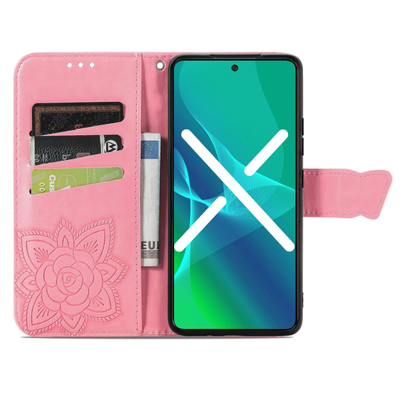 Klopové pouzdro pro Xiaomi Redmi Note 12S, Butterfly, růžové