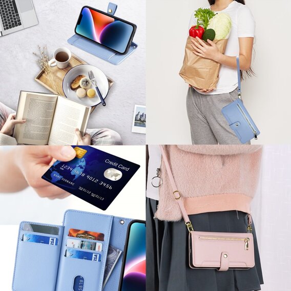 Klopové pouzdro pro Xiaomi Redmi Note 13 Pro 5G, Wallet Zipper Pocket, modré