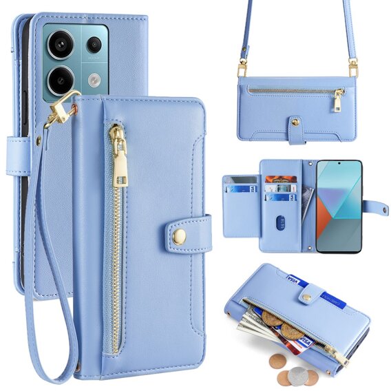 Klopové pouzdro pro Xiaomi Redmi Note 13 Pro 5G, Wallet Zipper Pocket, modré