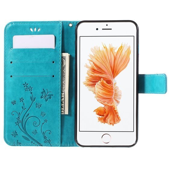 Klopové pouzdro pro iPhone 6/6S 4.7, Butterfly, modré