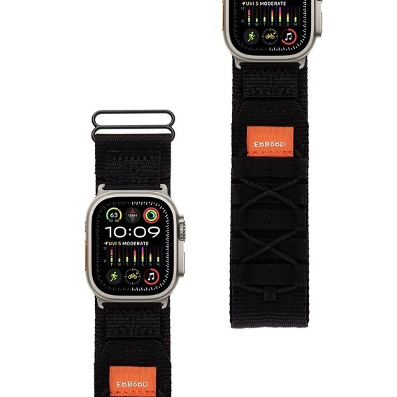 Nylonový opasek ERBORD pro Apple Watch 1/2/3/4/5/6/7/8/SE/ULTRA 42/44/45/49mm, černý