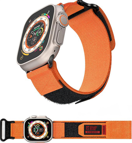 Nylonový opasek ERBORD pro Apple Watch 1/2/3/4/5/6/7/8/SE/ULTRA 42/44/45/49mm, oranžový