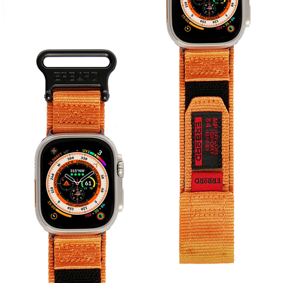 Nylonový opasek ERBORD pro Apple Watch 1/2/3/4/5/6/7/8/SE/ULTRA 42/44/45/49mm, oranžový