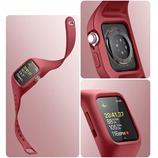 Opasek + pouzdro Suritch pro Apple Watch 1/2/3/4/5/6/SE 38/40mm, červený