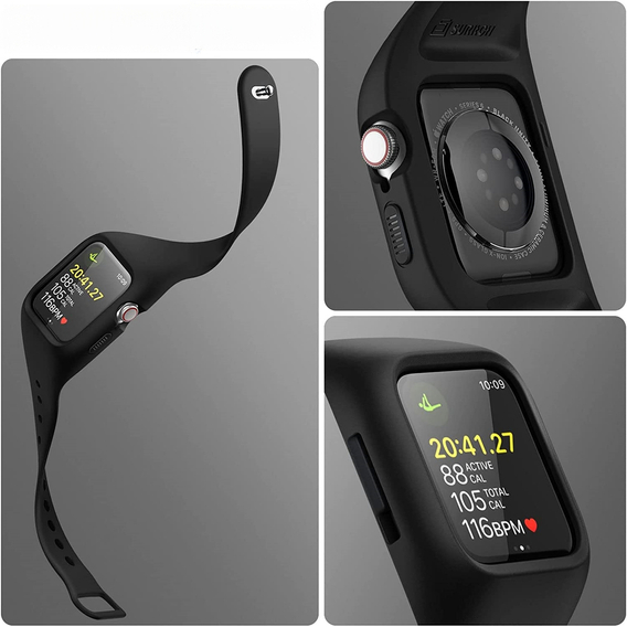 Opasek + pouzdro Suritch pro Apple Watch 4/5/6/7/8/SE 44/45mm, černý