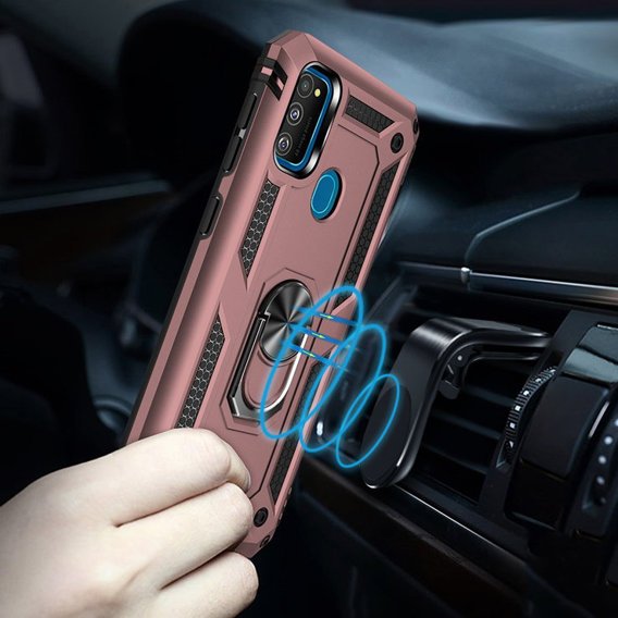 Pancéřové pouzdro pro Samsung Galaxy M21, Nox Case Ring, růžové rose gold