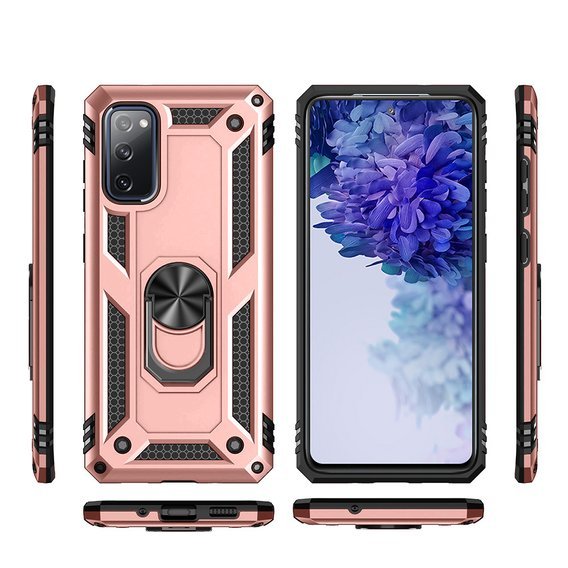 Pancéřové pouzdro pro Samsung Galaxy S20 FE, Nox Case Ring, růžové rose gold