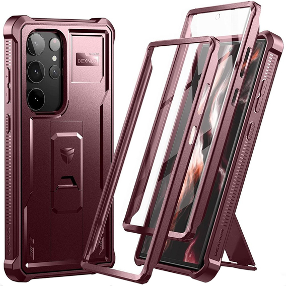 Pancéřové pouzdro pro Samsung Galaxy S23 Ultra, Dexnor Full Body (Two Frames), červené
