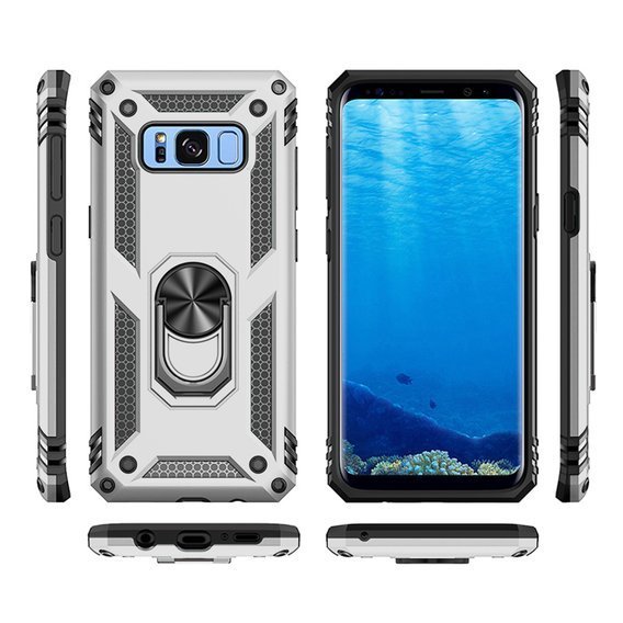 Pancéřové pouzdro pro Samsung Galaxy S8, Nox Case Ring, stříbrné