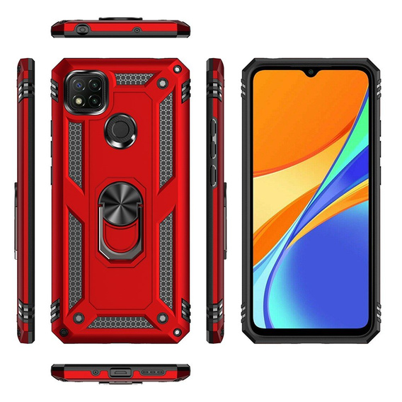 Pancéřové pouzdro pro Xiaomi Redmi 9C, Nox Case Ring, červené