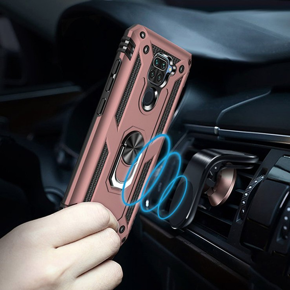 Pancéřové pouzdro pro Xiaomi Redmi Note 9, Nox Case Ring, růžové rose gold