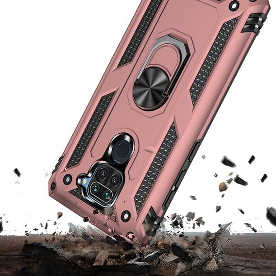 Pancéřové pouzdro pro Xiaomi Redmi Note 9, Nox Case Ring, růžové rose gold