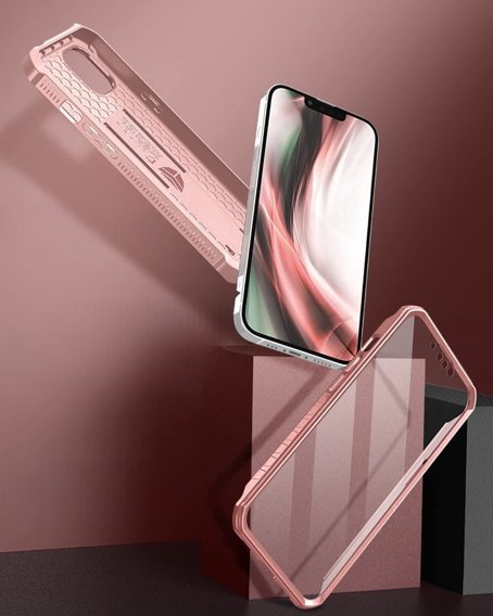 Pancéřové pouzdro pro iPhone 13 / 14, Dexnor Full Body, růžové rose gold