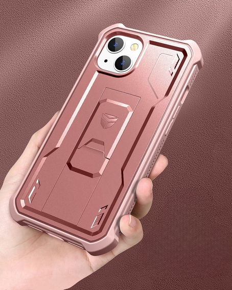 Pancéřové pouzdro pro iPhone 13 / 14, Dexnor Full Body, růžové rose gold