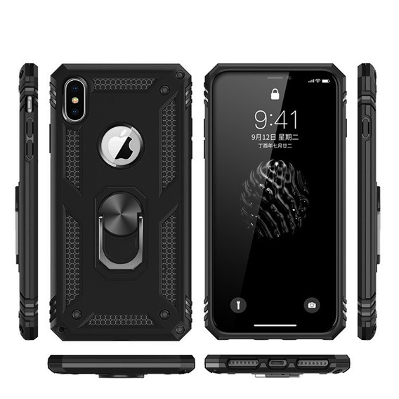 Pancéřové pouzdro pro iPhone XR, Nox Case Ring, černé