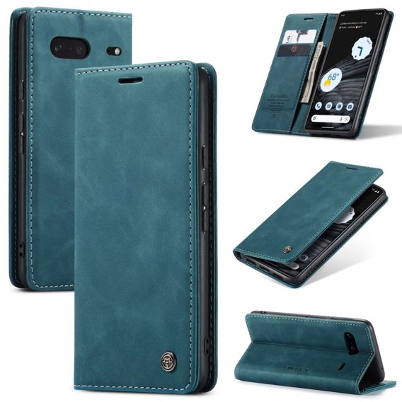 Pouzdro CASEME pro Google Pixel 7, Leather Wallet Case, tyrkysové