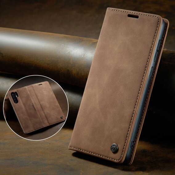 Pouzdro CASEME pro Huawei P30 Pro, Leather Wallet Case, hnědé