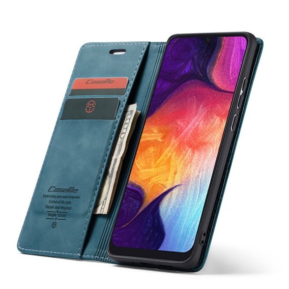 Pouzdro CASEME pro Samsung Galaxy A50, Leather Wallet Case, modré