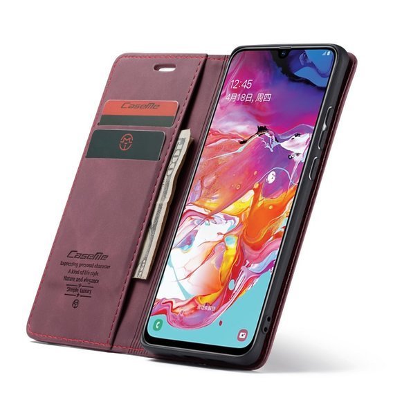 Pouzdro CASEME pro Samsung Galaxy A70, Leather Wallet Case, kaštanové