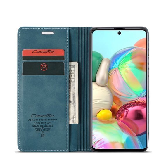 Pouzdro CASEME pro Samsung Galaxy A71, Leather Wallet Case, zelené