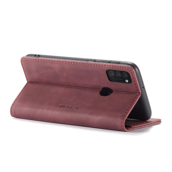 Pouzdro CASEME pro Samsung Galaxy M21, Leather Wallet Case, kaštanové
