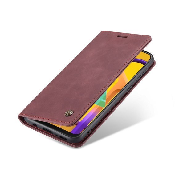 Pouzdro CASEME pro Samsung Galaxy M21, Leather Wallet Case, kaštanové