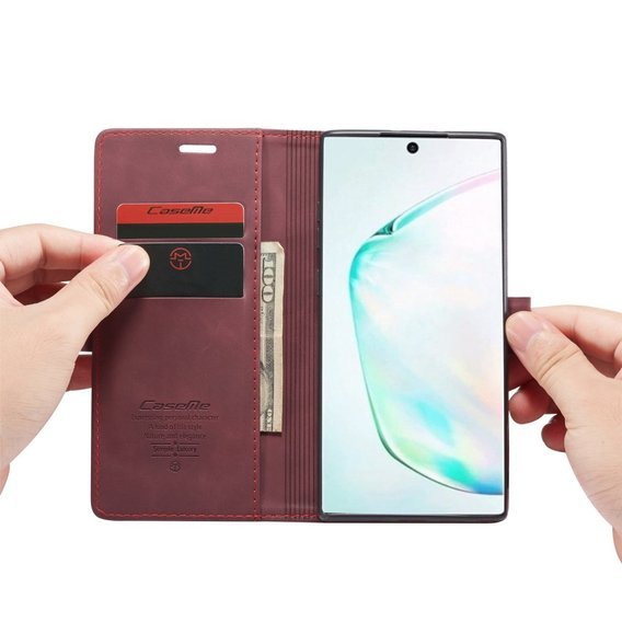 Pouzdro CASEME pro Samsung Galaxy Note 10 Plus/5G, Leather Wallet Case, červené