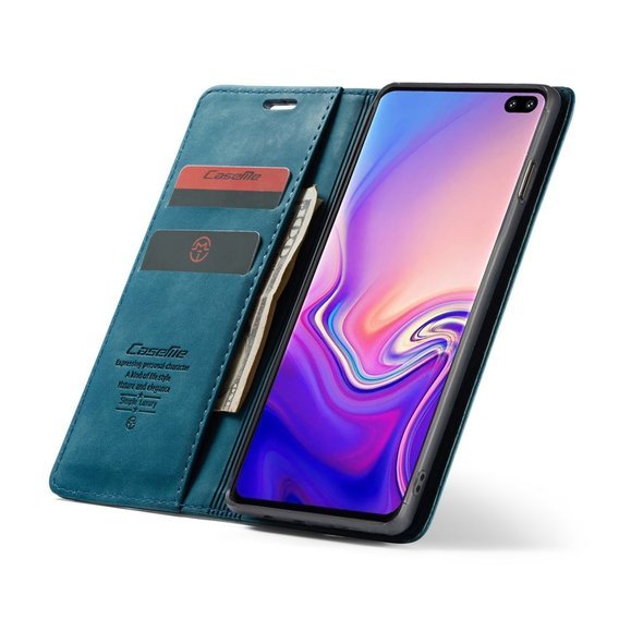 Pouzdro CASEME pro Samsung Galaxy S10 Plus, Leather Wallet Case, modré