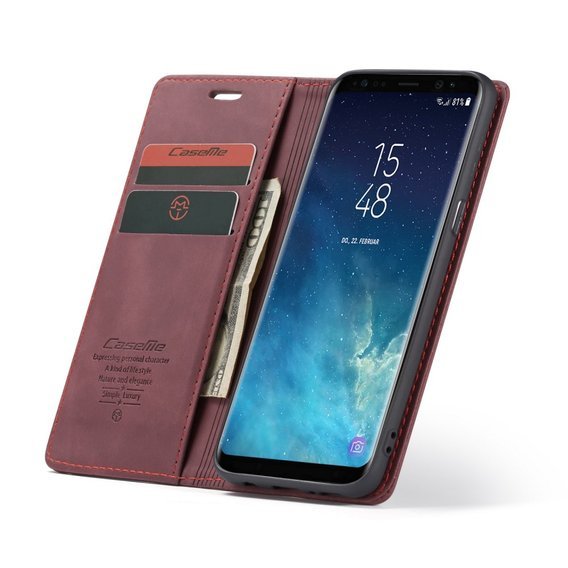 Pouzdro CASEME pro Samsung Galaxy S8, Leather Wallet Case, kaštanové