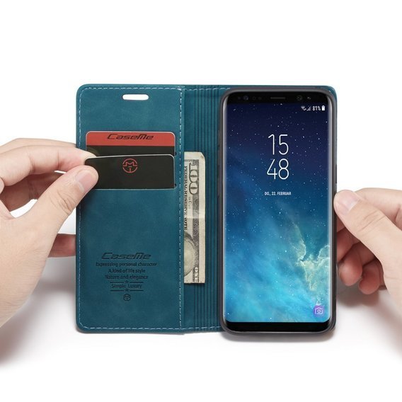 Pouzdro CASEME pro Samsung Galaxy S8, Leather Wallet Case, modré