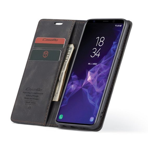 Pouzdro CASEME pro Samsung Galaxy S9, Leather Wallet Case, černé