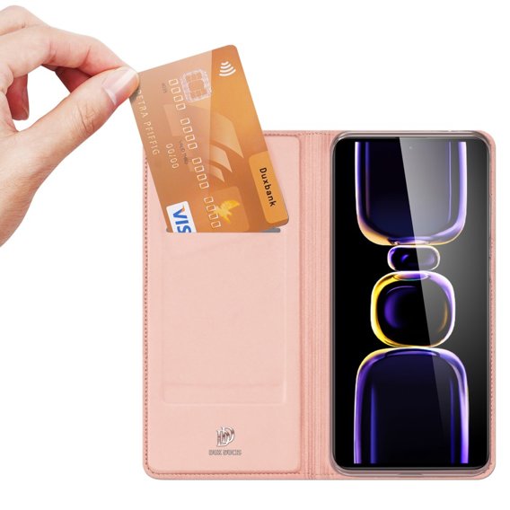 Pouzdro Dux Ducis pro Xiaomi Poco F5 Pro, Skinpro, růžové rose gold