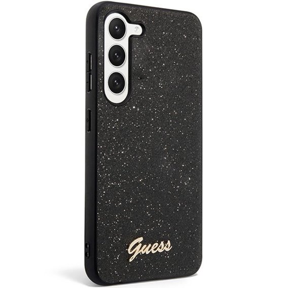 Pouzdro GUESS pro Galaxy S23, Glitter Script Hardcase, černé