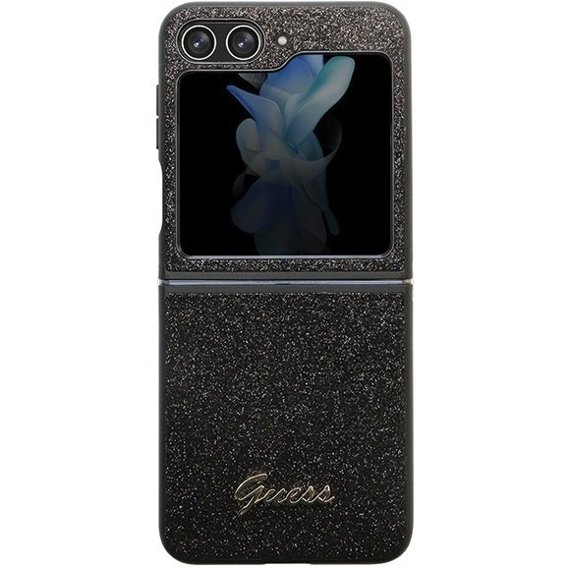 Pouzdro GUESS pro Galaxy Z Flip 5 5G, Glitter Script Hardcase, černé