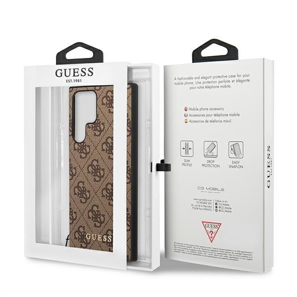 Pouzdro GUESS pro Samsung Galaxy S22 Ultra, 4G Charms Collection Hardcase, hnědé